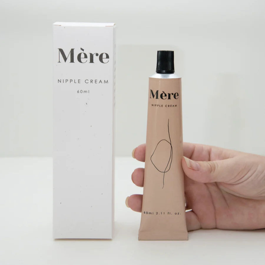 Mére nipple cream tube and packaging on a white background